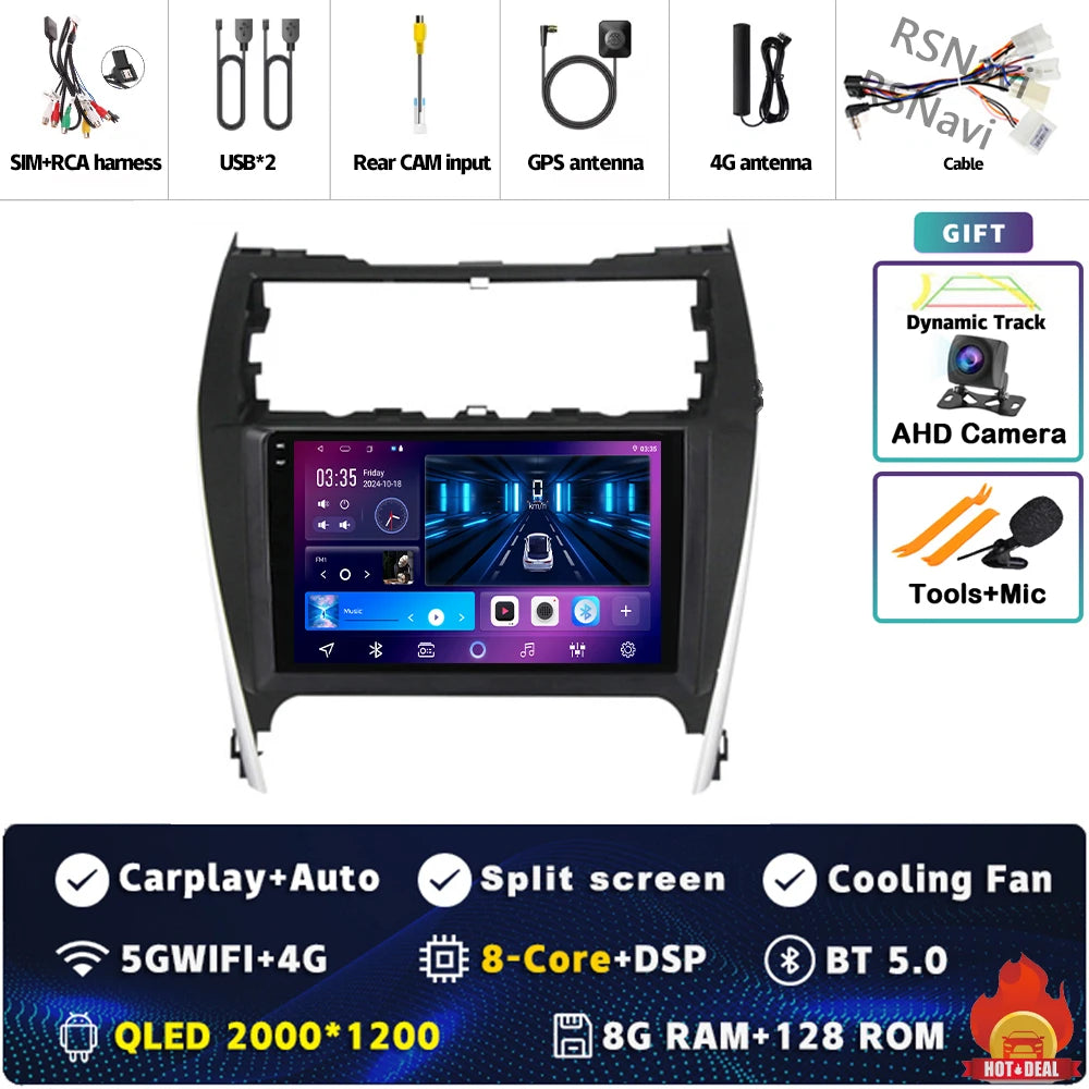 Android 15 For Toyota Camry US 2012 - 2014 2K QLED Android Car Radio Multimedia Video Player GPS Stereo CarPlay 4G Head Unit