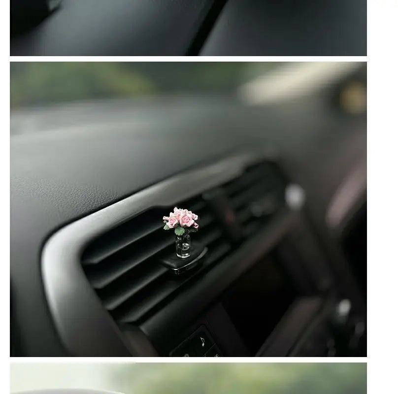Cute Car Interior Decoration Mini Rose Sunflower Vase Auto Center Console Decoration Ornaments For Car Gifts Accessories