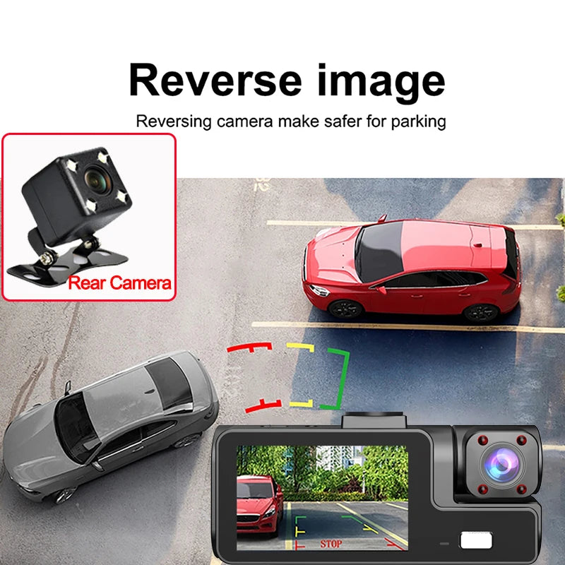 WIFI APP Control Car Dvr 3 Channel 1080P Dash Cam for Cars Front and Rear View Recorder Video Car Camera for Car Assecories