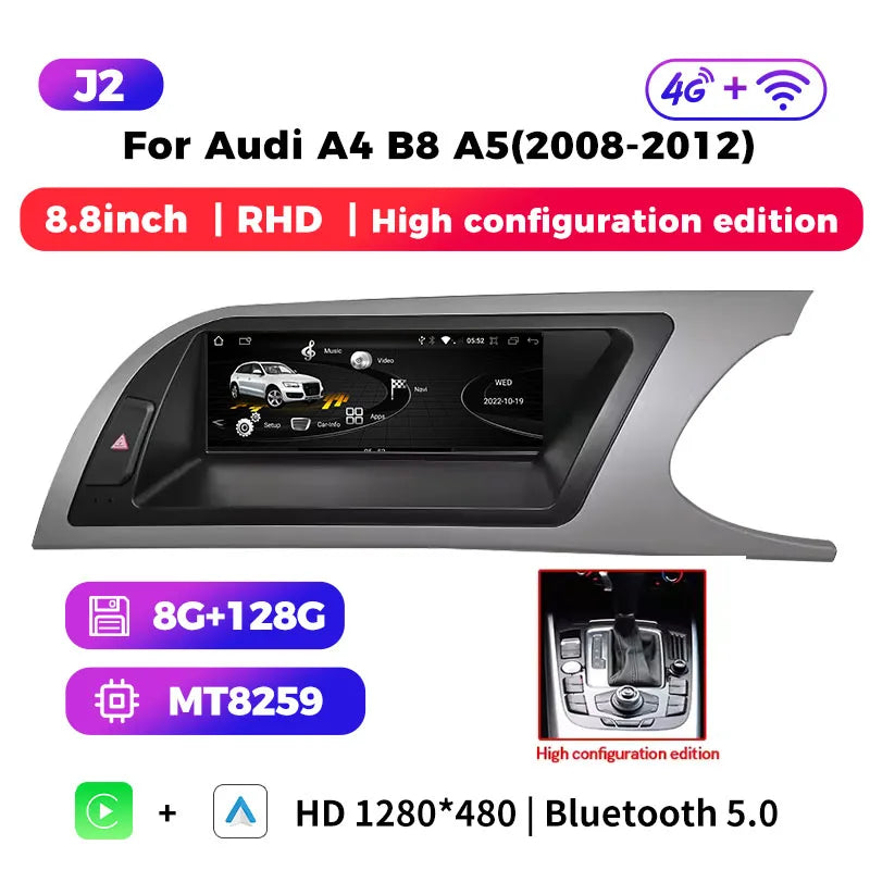 wireless carplay Android auto bluetooth car stereo radio for audi a4 b8 a5 S4 Multimedia Player Navigation GPS touch screen RHD