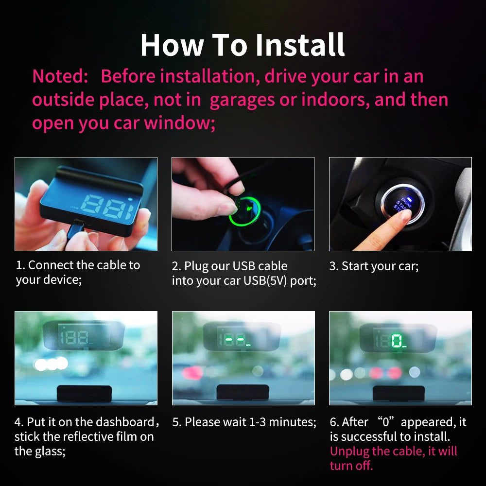 KWHUD K1 HUD Head-up Display Car GPS Digital Speedometer Universal Speed Windshield Projector Plug&Play Auto Electronic Devices