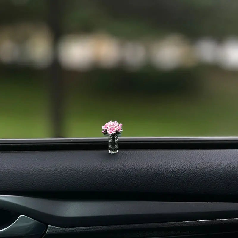 Cute Car Interior Decoration Mini Rose Sunflower Vase Auto Center Console Decoration Ornaments For Car Gifts Accessories