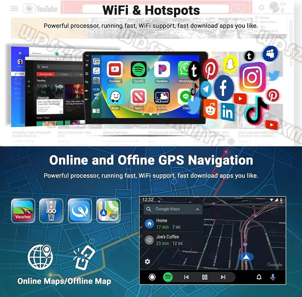 Universal 7/9/10 inch Android 13 Car Radio 64G Autoradio android 2 Din car radio GPS BT Central Multimedia Smart car systems