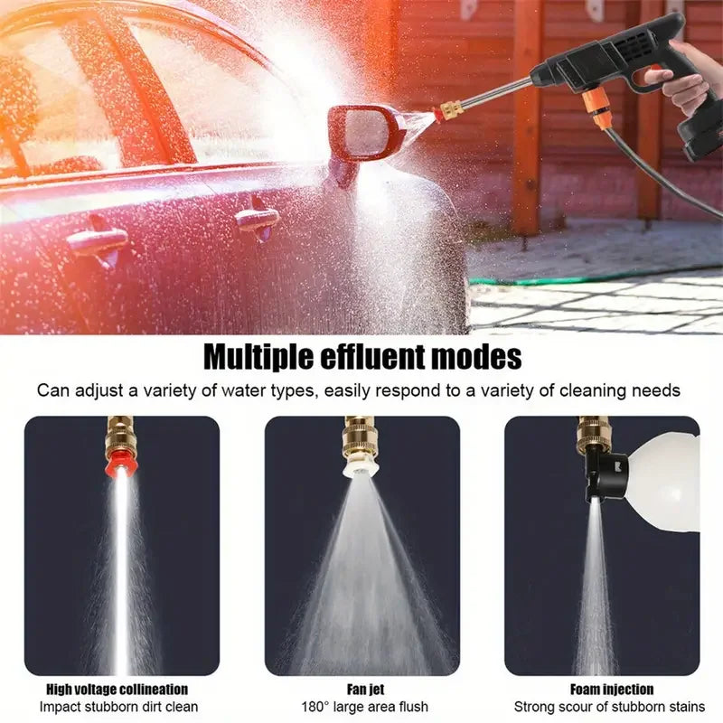 Portable Wireless High Pressure Car Washer Water Gun Strong Power Household Lithium Battery Rechargeable Washing Machine Tools