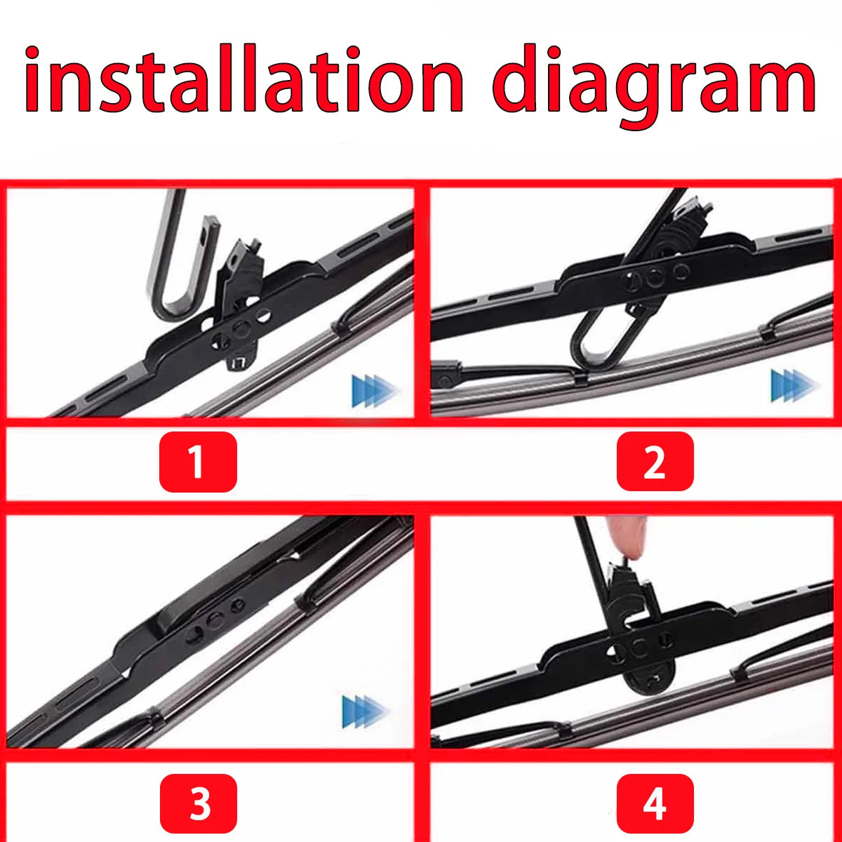 Advanced Silent Rubber Car Wiper Blade U-Shaped Frame Design Universal U/J Hook 14"16"17"18"19"20"21"22"24" Windshield Wiper