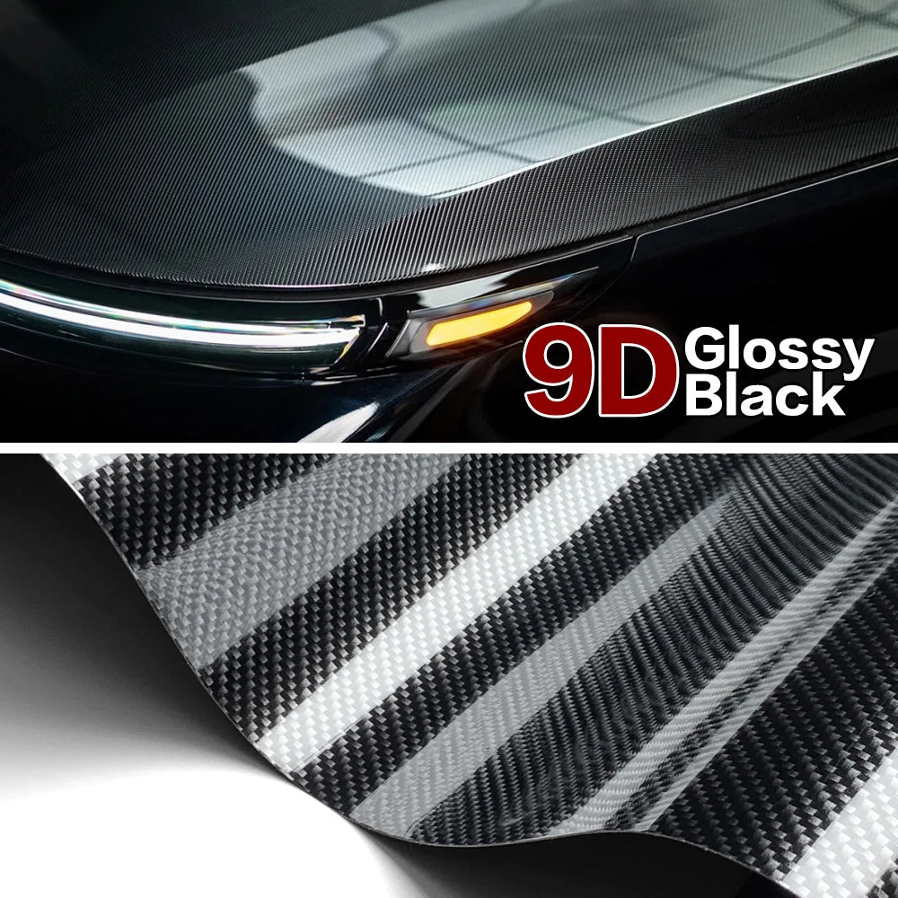 9D Carbon Fiber Car Sticker Self Adhesive Glossy Black Vinyl Wrap Film Anti-Scratch Auto Decoration Sticker for Cars Accessories
