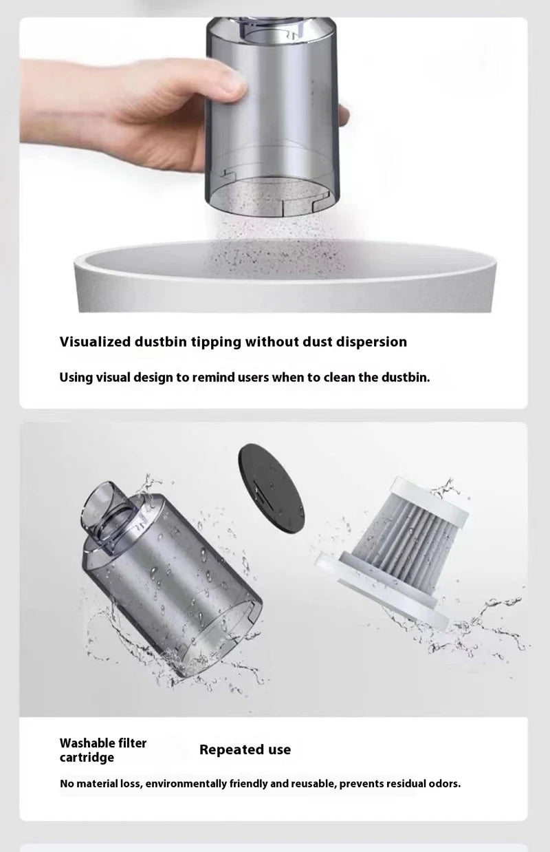 Car Vacuum Cleaner Handheld Auto Vacuum USB Charging Car Cleaner Small Car with Fully Automatic High Power Powerful Cleaning