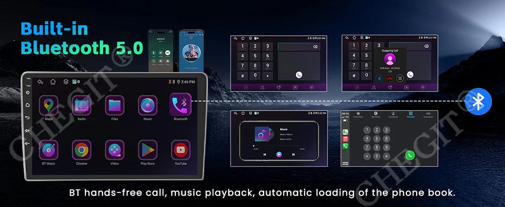 7/9/10inch 2 Din Car Audio Android 13 4/8Core Android auto Carplay 64G Automotive Multimedia Player BT Car intelligent Systems