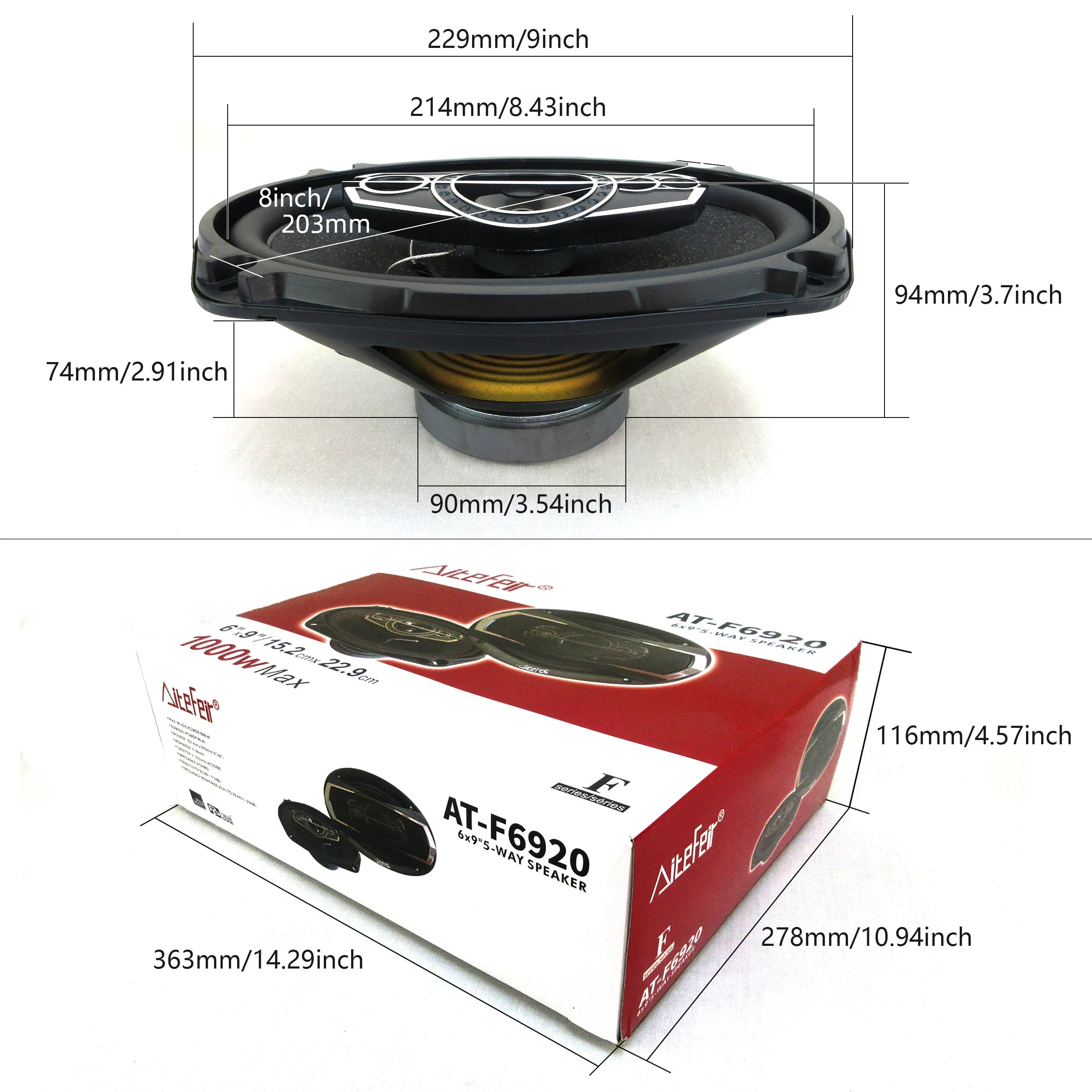 6X9 Inch (2x100W)2000W 5 Way Stereo Car Speakers Hi-Res Audio Coaxial Connectivity Universal Flush Mount Design with App Control