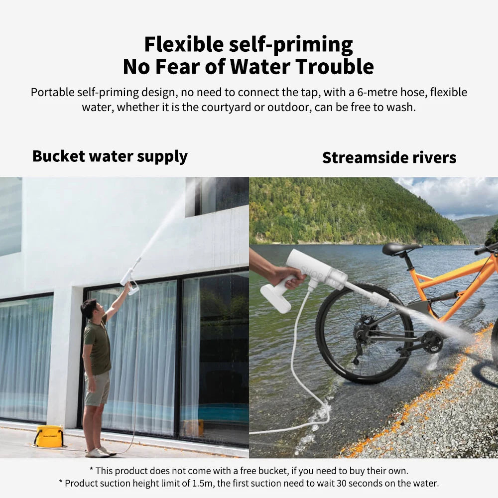 Xiaomi Mijia Electric Car Washer Gun 2.4MPA High Pressure Cleaner Foam Nozzle Auto Cleaning Care Cordless Car Washing Water Gun