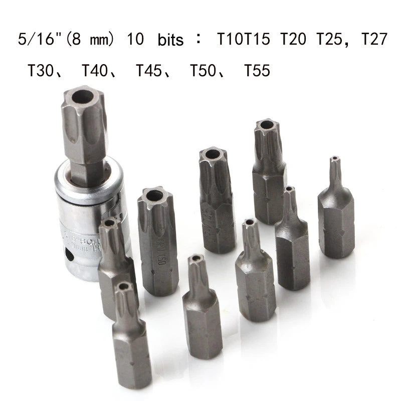 High-quality 34Pcs Torx Star Sockets & Bit Set Male / Female E-Security Bits Drive Handheld Tool Torque Star Socket