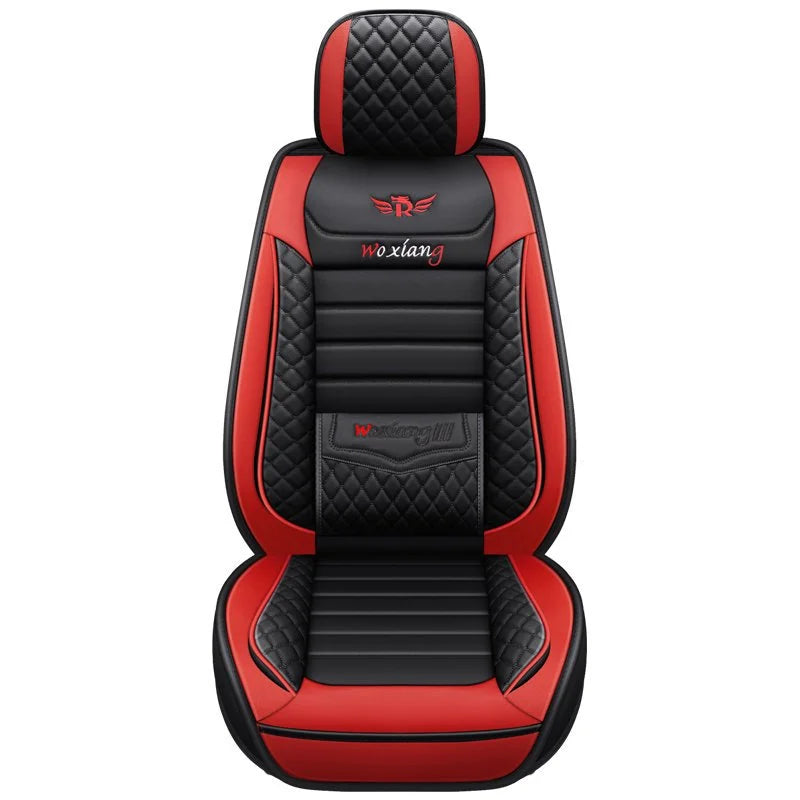 Black & White Faux Leather Car Seat Covers - Universal Fit, Lumbar Support, Waterproof, Anti-Slip, Durable for Cars, SUVs, Truck