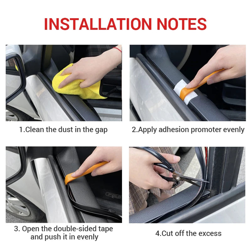 SEAMETAL Car Door Window Seal Strip Rubber V Shape Auto Side Window Gap Filler Weatherstrip Noise Insulation Protector Strips