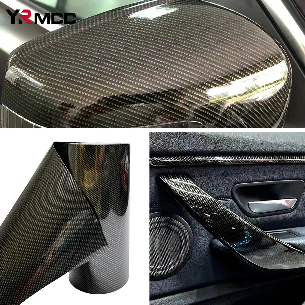 9D Carbon Fiber Car Sticker Self Adhesive Glossy Black Vinyl Wrap Film Anti-Scratch Auto Decoration Sticker for Cars Accessories