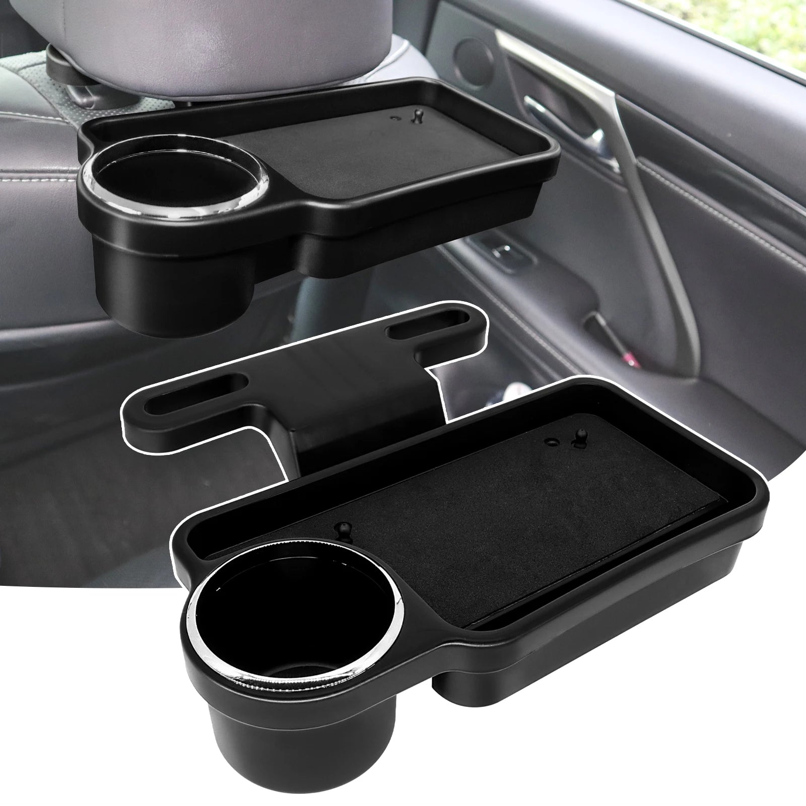 Car Seat Back Organizer Storage Tidy Foldable Table Tray Cup Holder Phone Mount Stand Food Drink Desk Travel Auto Accessories