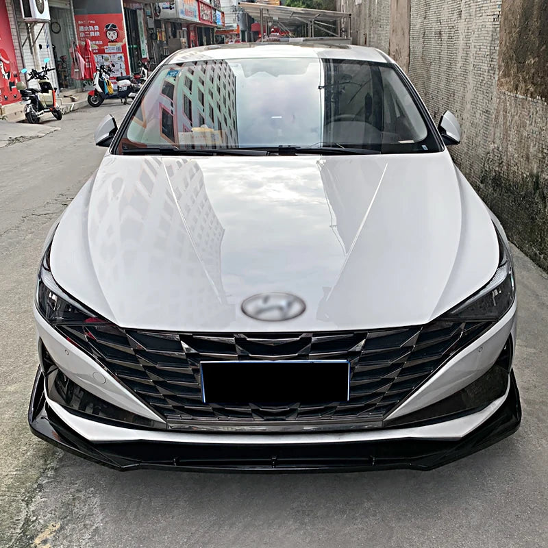 For Hyundai Elantra 2021 2022 2023 Car Front Bumper Splitter Lip Body Kit Spoiler Diffuser Deflector Decorative Strip Shovel ABS