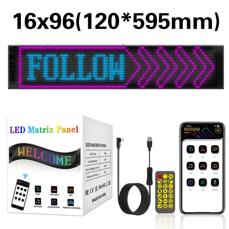 Dynamic Devil Eyes Light for Cars Truck Windshield Programmable LED Display Flexible Soft Screen Bluetooth APP Remote Control