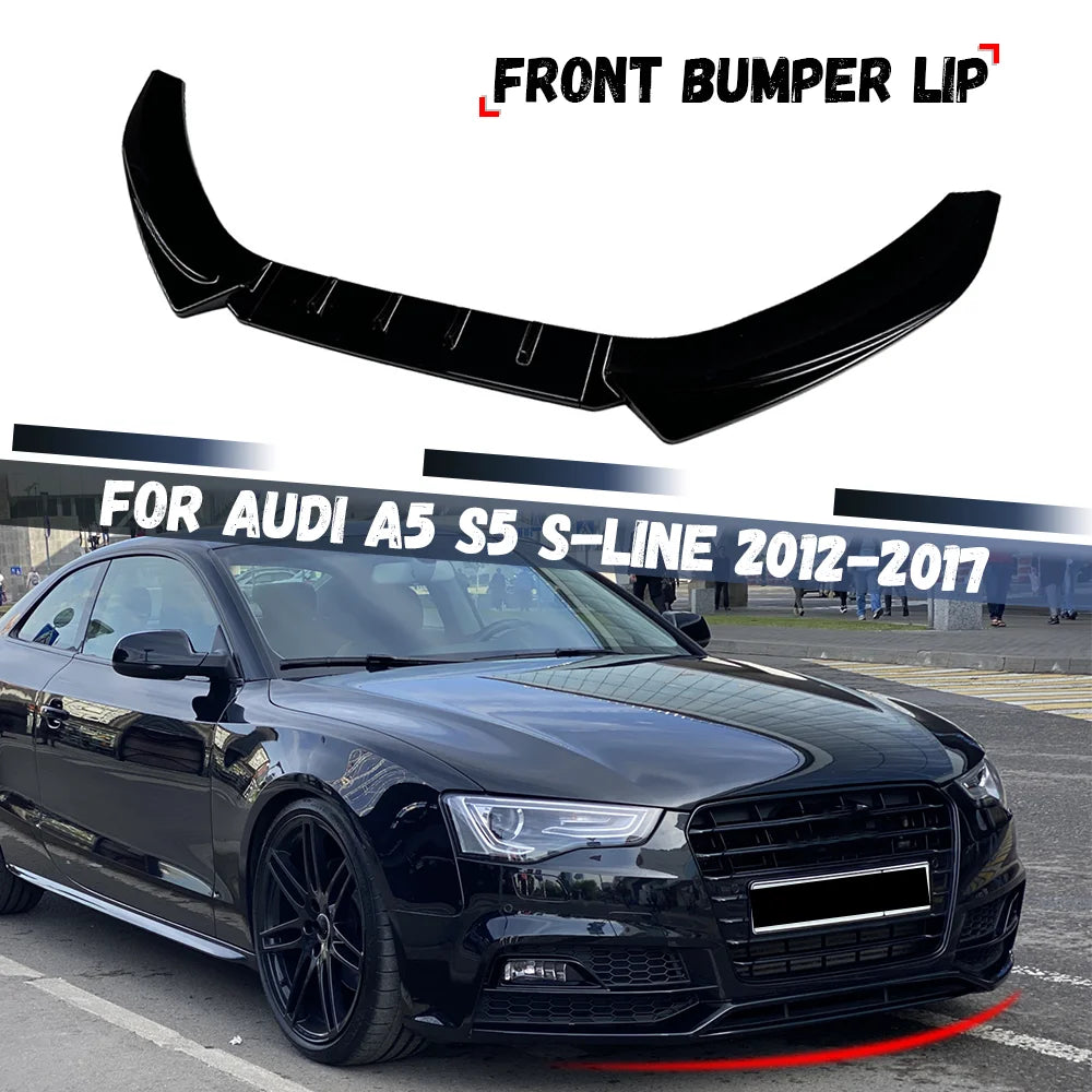 For Audi A5 S5 8T S-line 2012-2017 Front Bumper Lip Spoiler Splitter Diffuser Body Kit Tuning Canard Lip Protector Cover