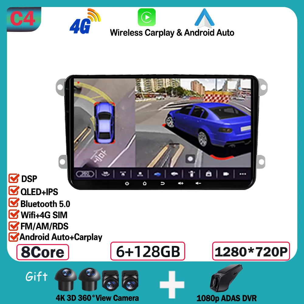 Android 15 car radio For Volkswagen VW CC Passat B7 Polo Golf 5 6 Jetta mk5 mk6 Video Player GPS wireless carplay Head Unit WIFI