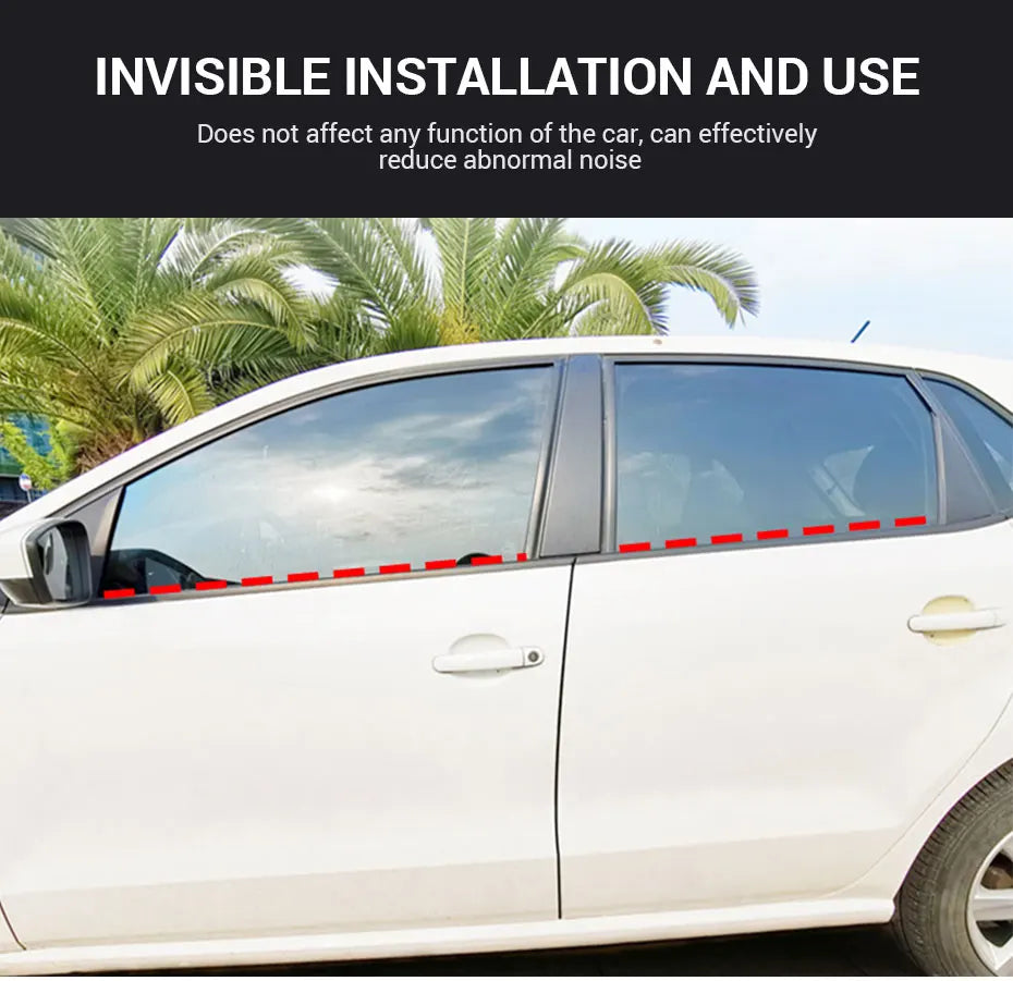 SEAMETAL Car Door Window Seal Strip Rubber V Shape Auto Side Window Gap Filler Weatherstrip Noise Insulation Protector Strips