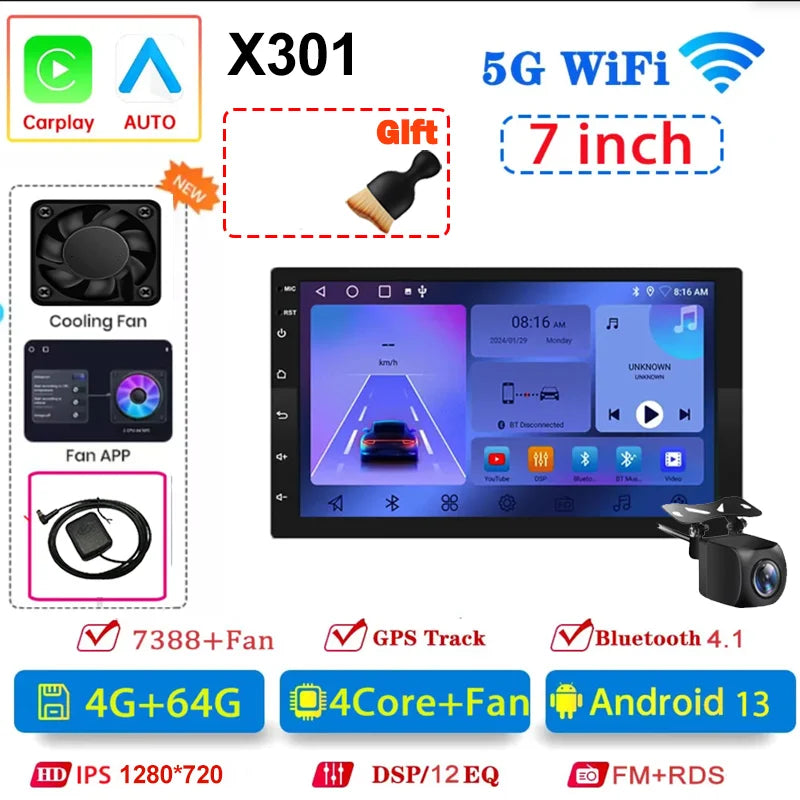 Universal 7/9/10 inch Android 13 Car Radio 64G Autoradio android 2 Din car radio GPS BT Central Multimedia Smart car systems