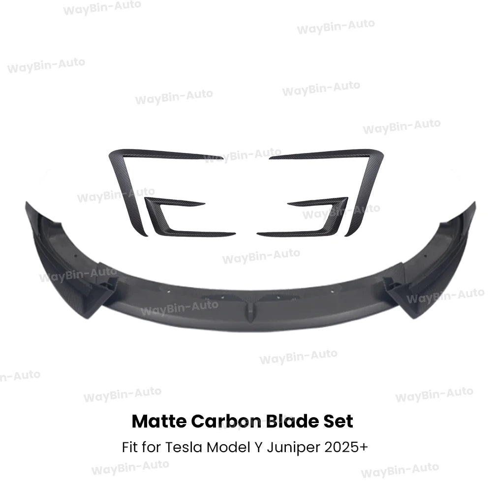 For 2025+ Tesla Model Y Juniper Front Bumper Lip Front Guard Trim Spoiler ABS Black Carbon Body kit Front Lip Accessori auto