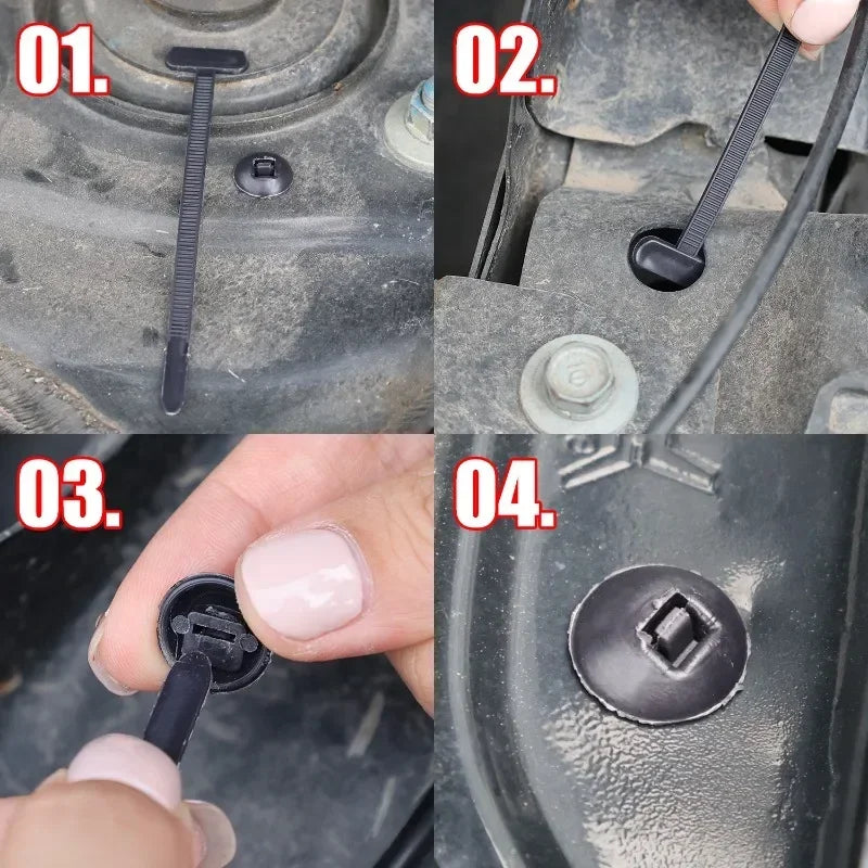 Nylon Universal Cable Tie Buckle Heavy Duty Self-Locking Zip Ties Holder with Pin Fasteners Car Body UV Resistant Zipties