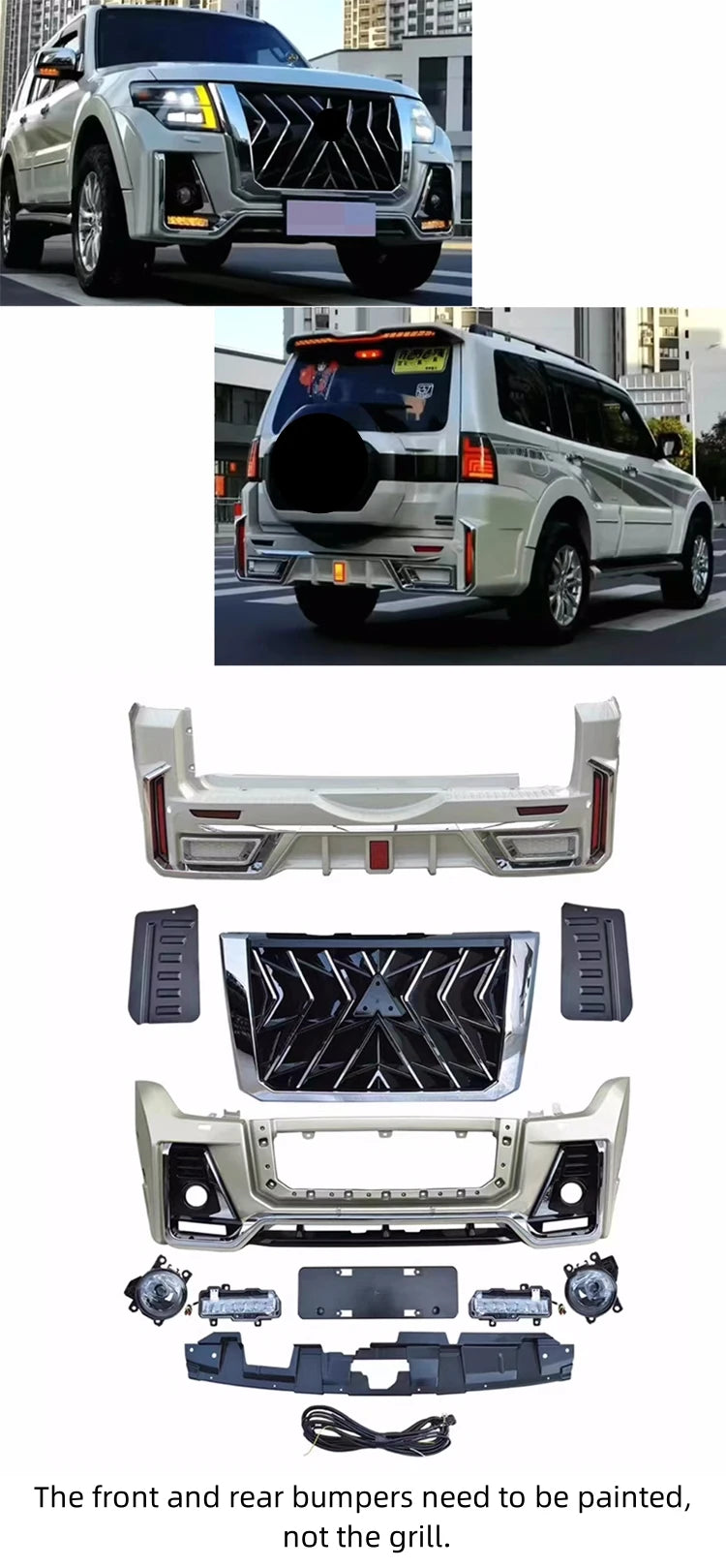 Body Kit for Mitsubishi Pajero V93 V97 V98 15-20 modified Grill Bumper Headlight Taillight Tail Wing Surround Car Accessories