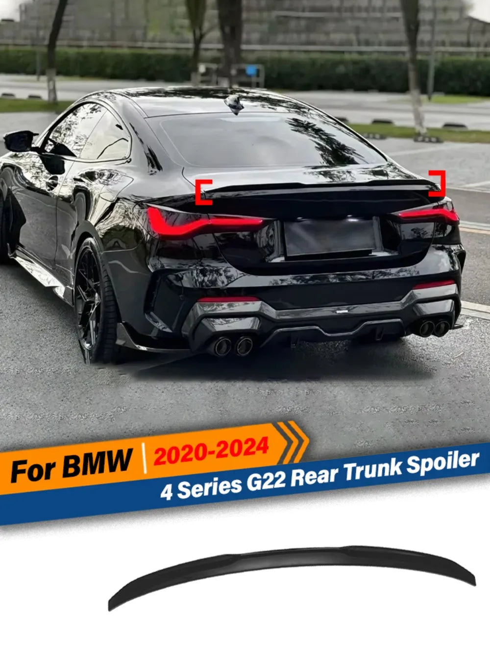 For BMW 4 Series G22 420i 430i 420d 430d M440i M440d 2020 2021 2022 2023 2024 M4 Style Rear Trunk Lid Spoiler Lip Rear Wind Wing