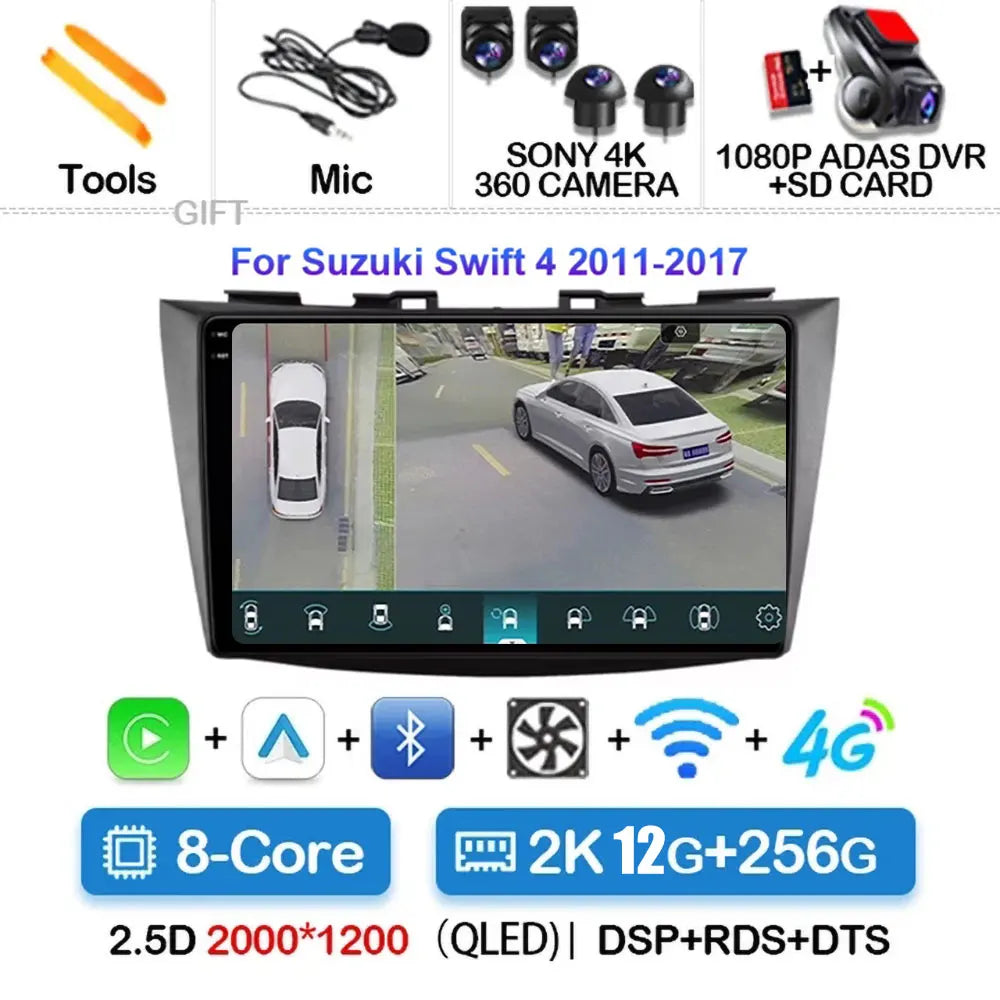 Android 15 Car Radio For Suzuki Swift 4 2011-2017 Wireless Carplay Auto Radio Multimedia Player 4G Wifi GPS DSP 48EQ 2din