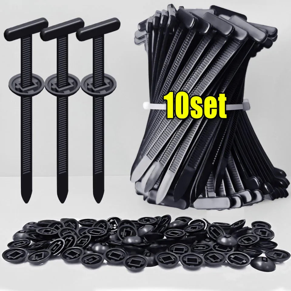 Nylon Universal Cable Tie Buckle Heavy Duty Self-Locking Zip Ties Holder with Pin Fasteners Car Body UV Resistant Zipties