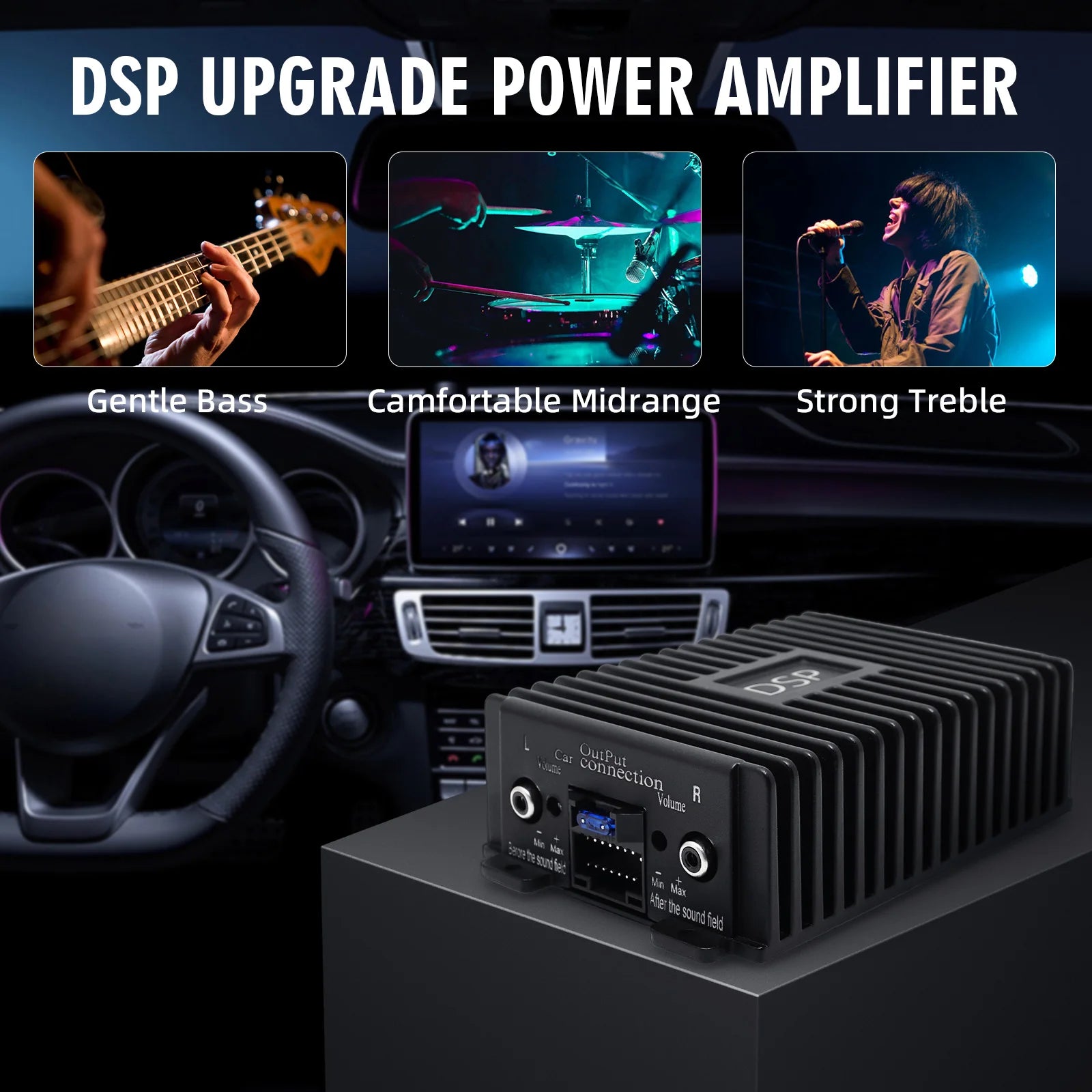 4x80W High Fidelity Power DSP Amplifier Audio Stereo Professional Car Stereo Audio Car Speakers Subwoofer Power Car FM Radio