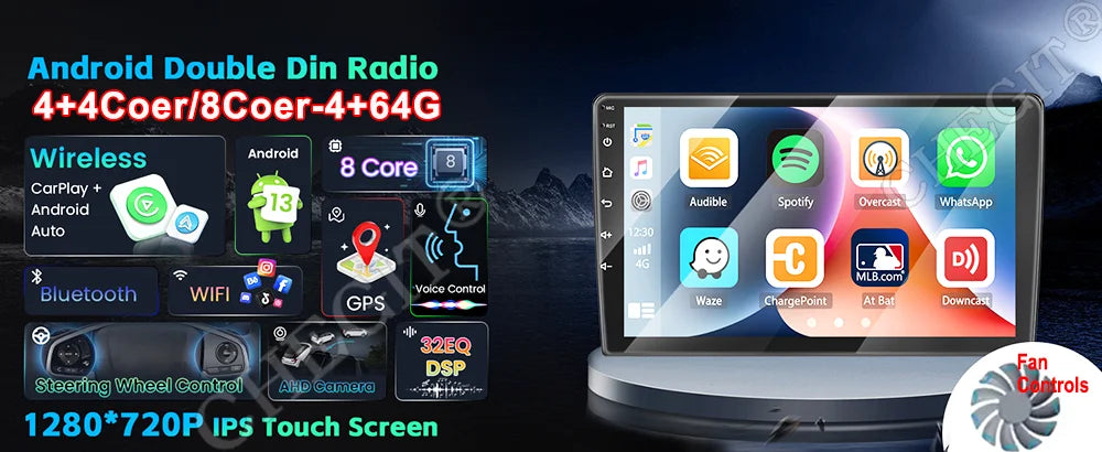 7/9/10inch 2 Din Car Audio Android 13 4/8Core Android auto Carplay 64G Automotive Multimedia Player BT Car intelligent Systems