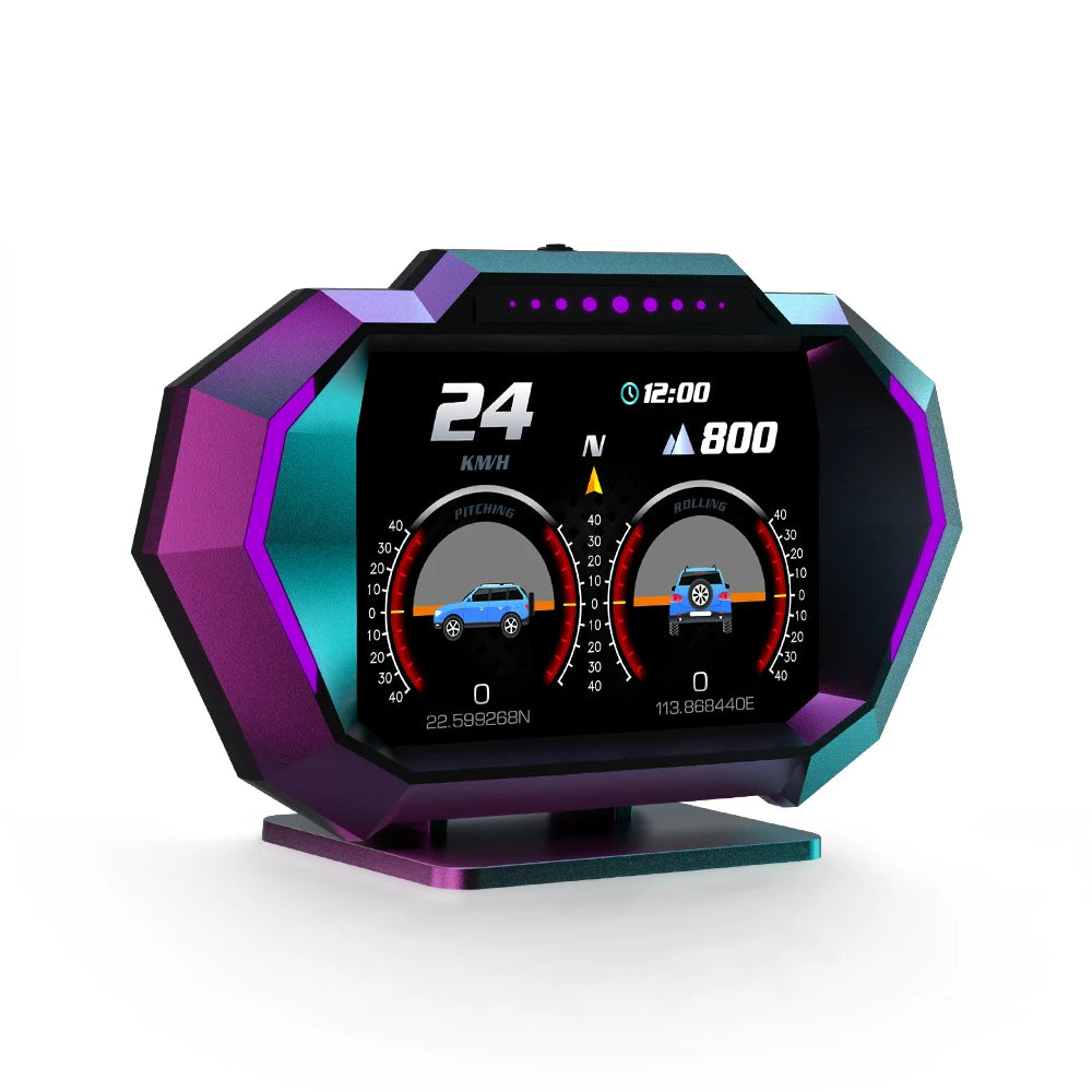 HUD P24 OBD2+GPS Head Up Display on Board Computer Multi-function Digital Speedometer Slope Meter Inclinometro 4x4 Off Road