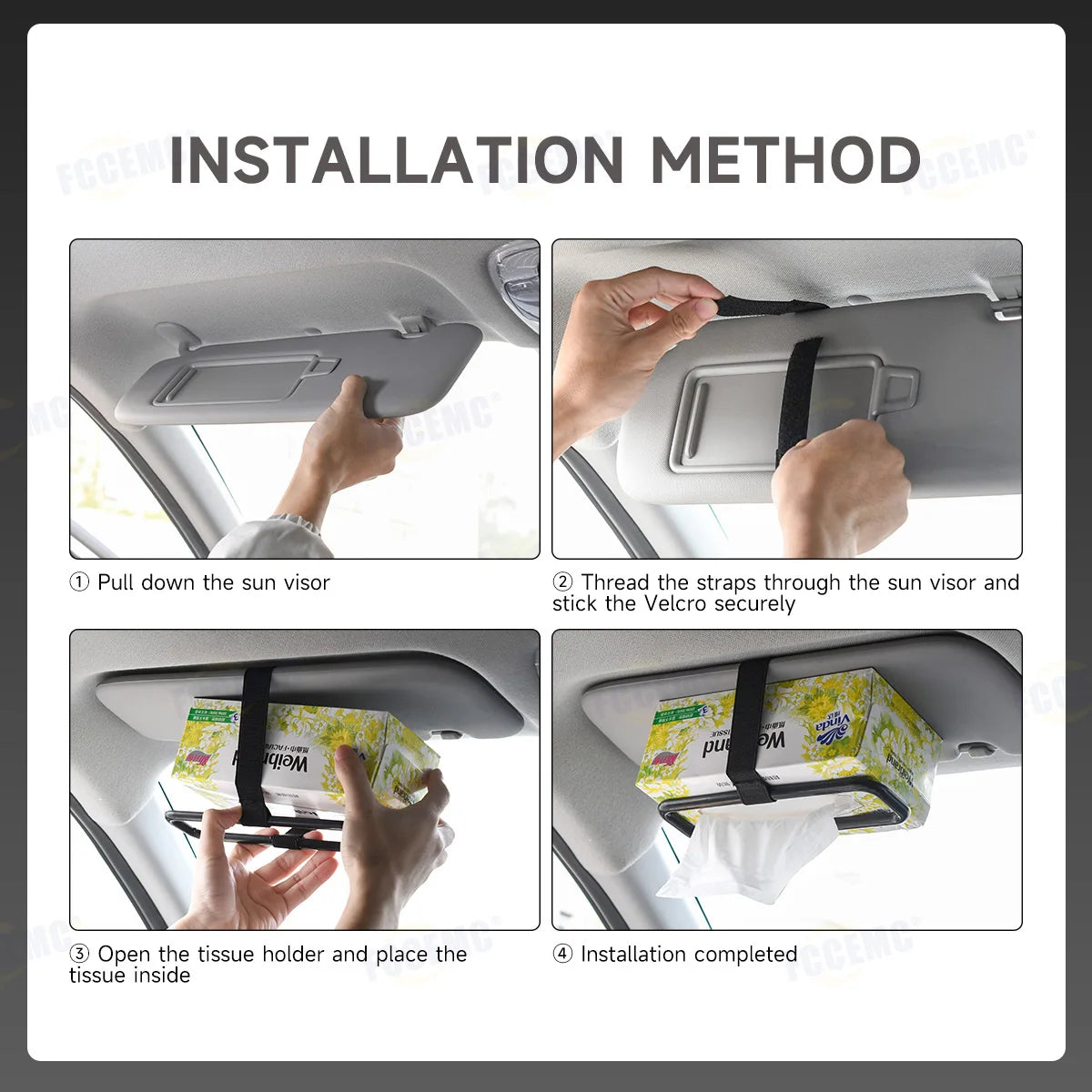 Car Tissue Rack Clip For Car Universal Sun Visor Napkin Box Seat Back Tissue Holder Auto Interior Elastic Hanging Paper Cover