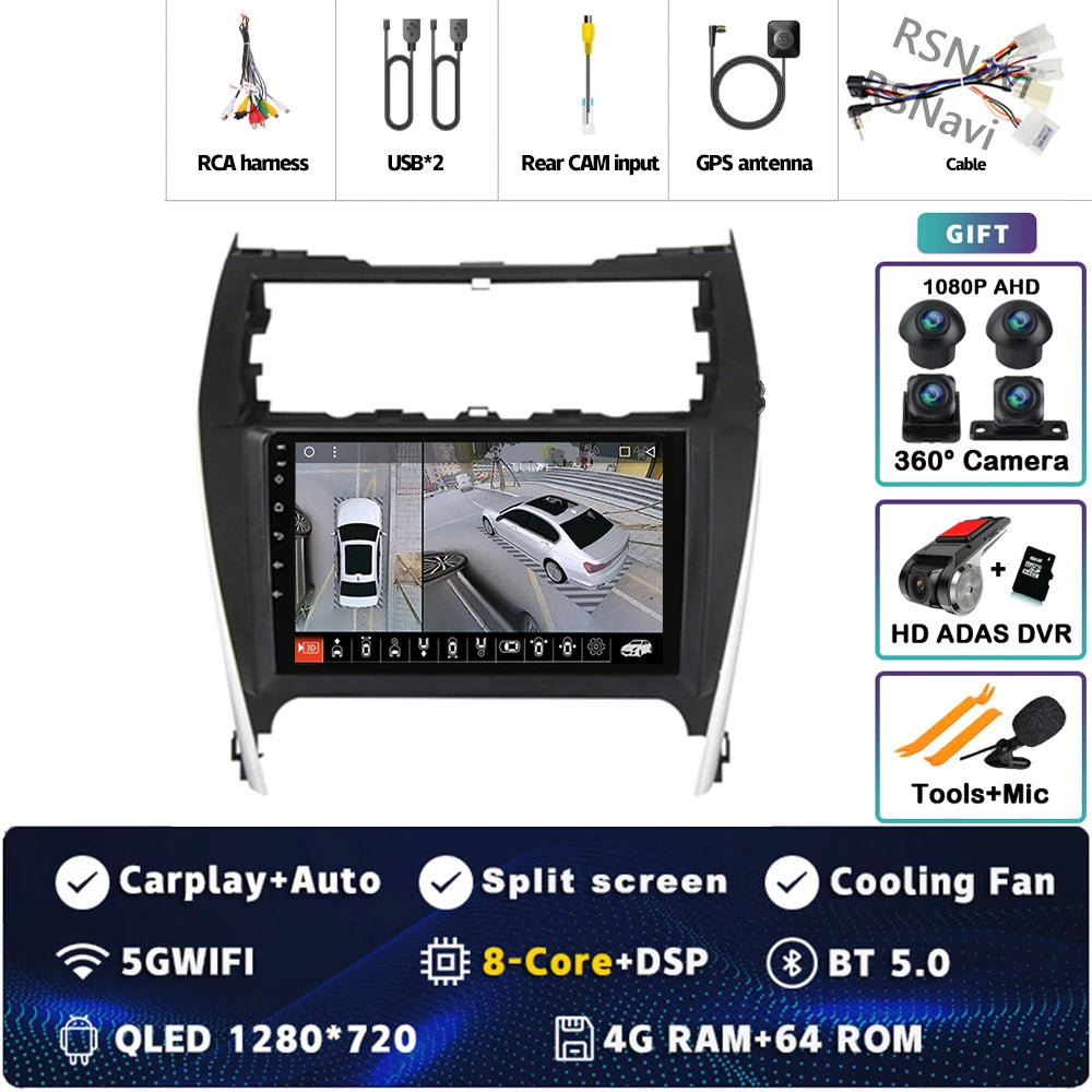 Android 15 For Toyota Camry US 2012 - 2014 2K QLED Android Car Radio Multimedia Video Player GPS Stereo CarPlay 4G Head Unit