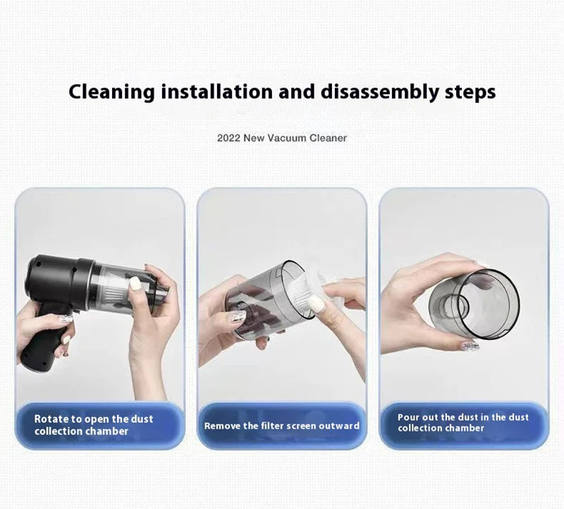 Car Vacuum Cleaner Handheld Auto Vacuum USB Charging Car Cleaner Small Car with Fully Automatic High Power Powerful Cleaning