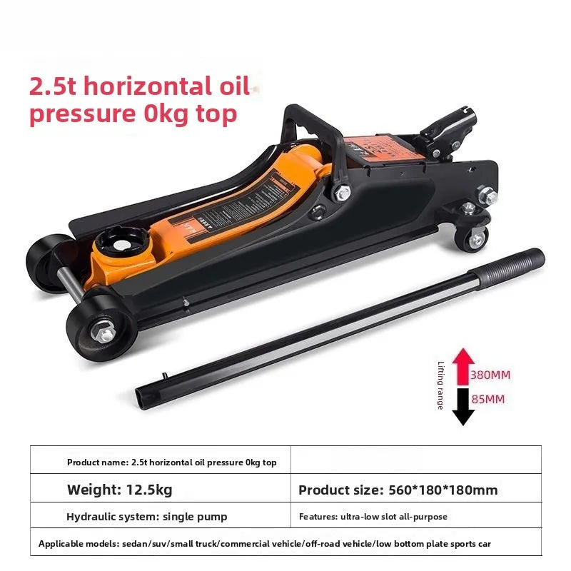 Small Cargo Car Car Jack Horizontal Hydraulic Hydraulic Double Pump 3 Tons Ultra-thin Low Pump Tire Replacement