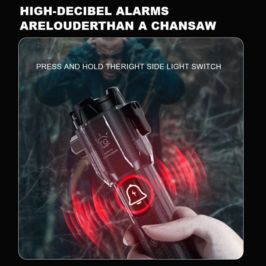 6in1 Car Emergency Light with Window Breaker Seatbelt Cutter Power Bank Zoomable Flashlight Magnetic Base Car Emergency Kit