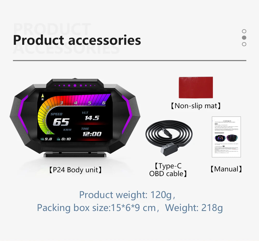 HUD P24 OBD2+GPS Head Up Display on Board Computer Multi-function Digital Speedometer Slope Meter Inclinometro 4x4 Off Road