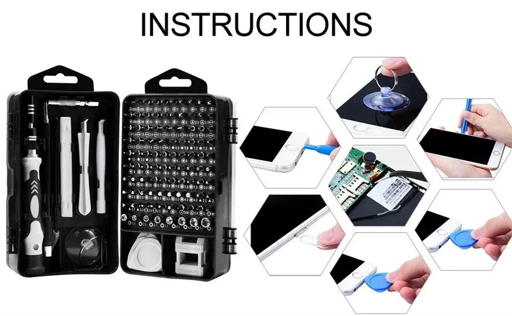 Magnetic Precision Screwdriver Set 115 in 1 Electronics Repair Tools Professional Nut Driver for Laptop Phone PC Maintenance
