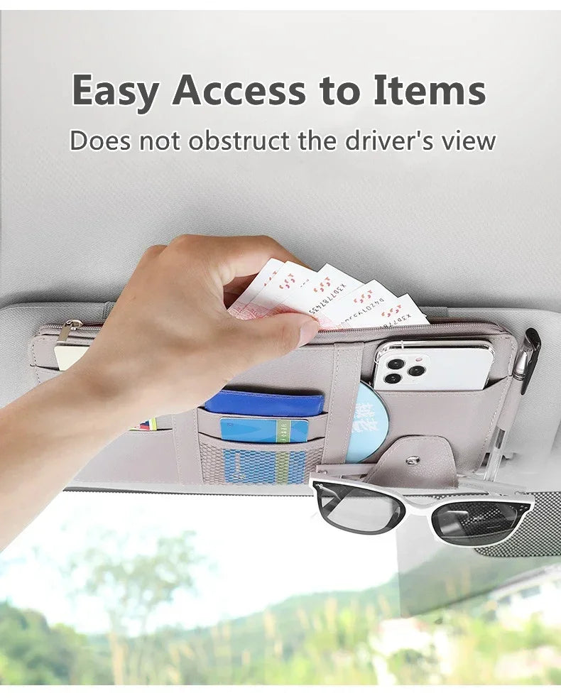 Car Sun Visor Bill Pen Business Card Holder Organizer Storage Box Sunglasses Clip Stowing Tidying Car Accessories