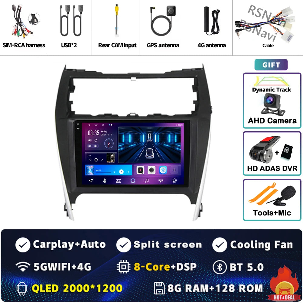 Android 15 For Toyota Camry US 2012 - 2014 2K QLED Android Car Radio Multimedia Video Player GPS Stereo CarPlay 4G Head Unit