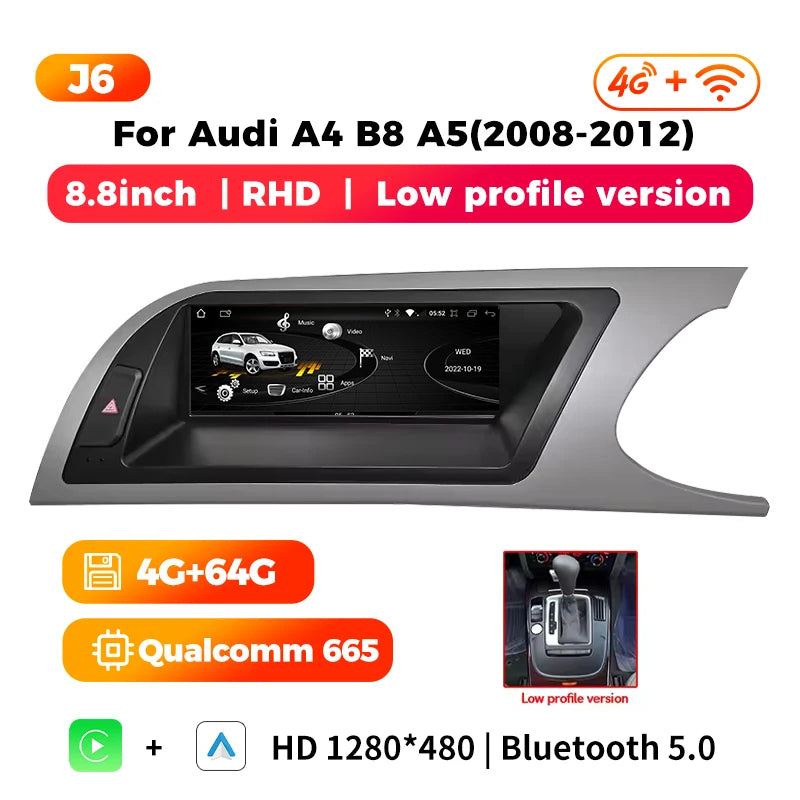 wireless carplay Android auto bluetooth car stereo radio for audi a4 b8 a5 S4 Multimedia Player Navigation GPS touch screen RHD