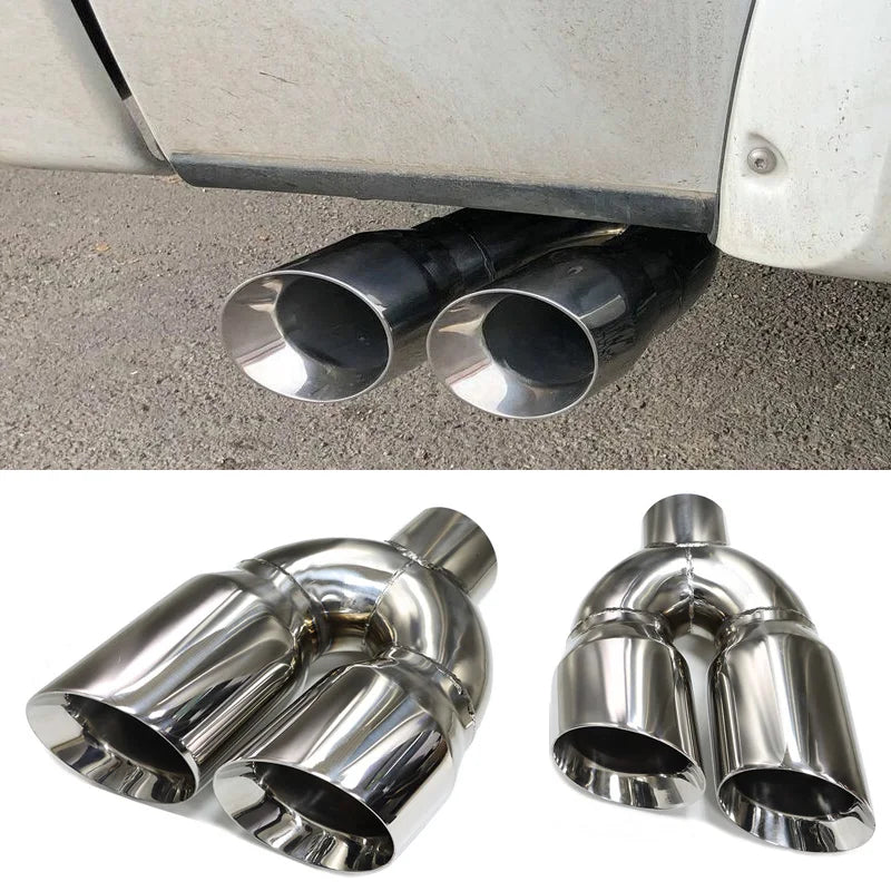 Y Shape Car Dual Exhaust Tip Universal Muffler Tip Stainless Steel Exhaust Pipe Nozzle 2.8" Inlet Tailpipe 8.46" Outlet Nozzle