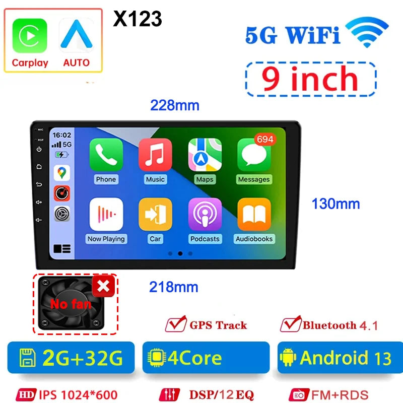 7/9/10inch 2 Din Car Audio Android 13 4/8Core Android auto Carplay 64G Automotive Multimedia Player BT Car intelligent Systems