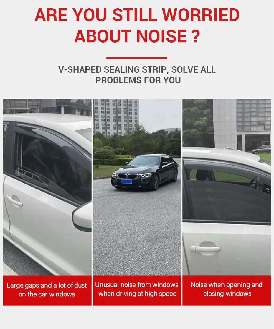 SEAMETAL Car Door Window Seal Strip Rubber V Shape Auto Side Window Gap Filler Weatherstrip Noise Insulation Protector Strips