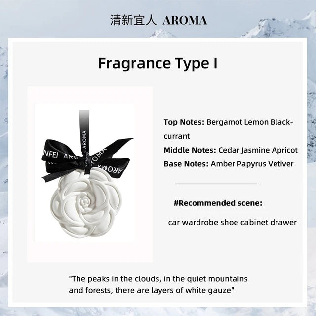 Car Hanging Air Freshener Beautiful White Flower Perfume for Car Styling Aroma Fresh Air Purifier Interior Decorations Ornament