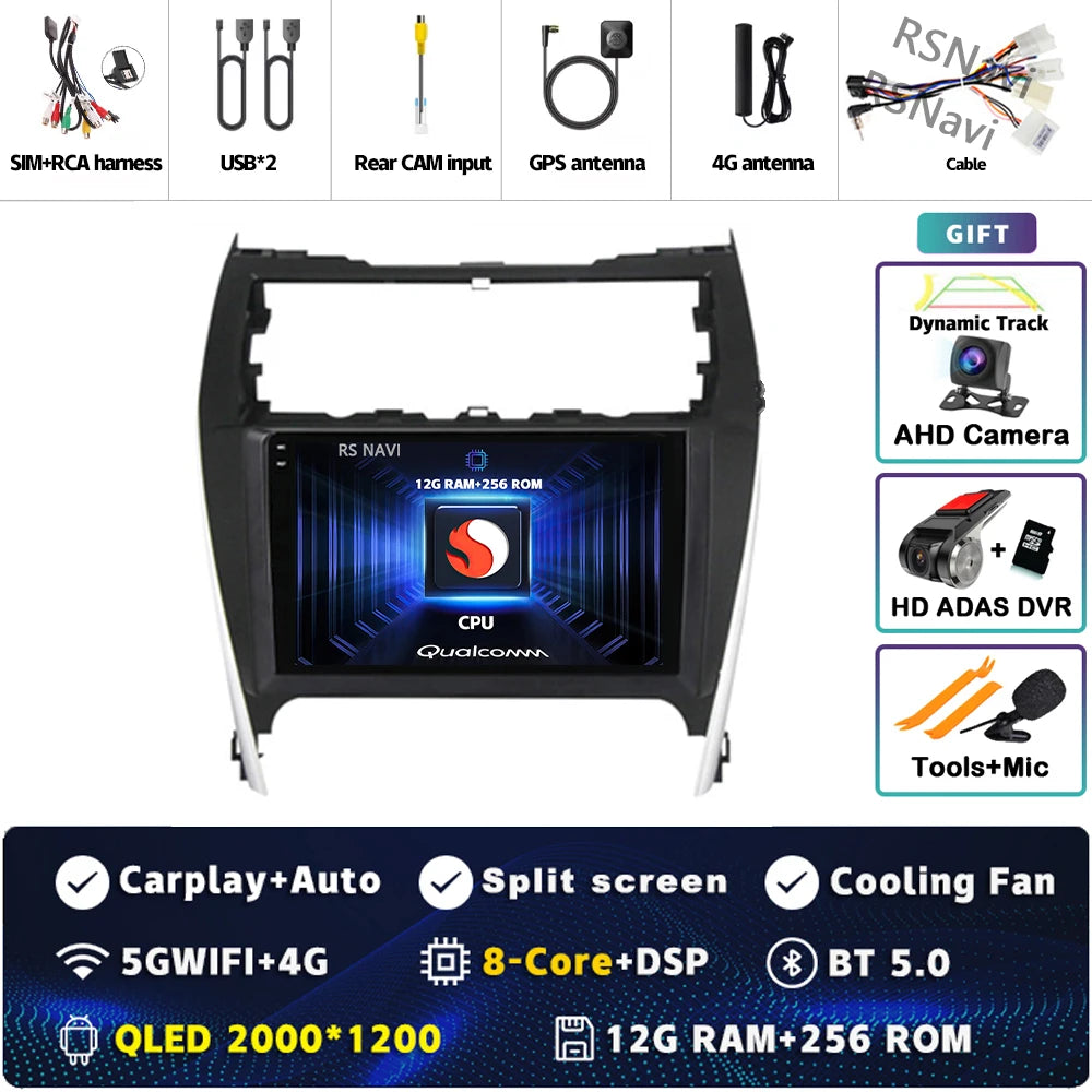 Android 15 For Toyota Camry US 2012 - 2014 2K QLED Android Car Radio Multimedia Video Player GPS Stereo CarPlay 4G Head Unit