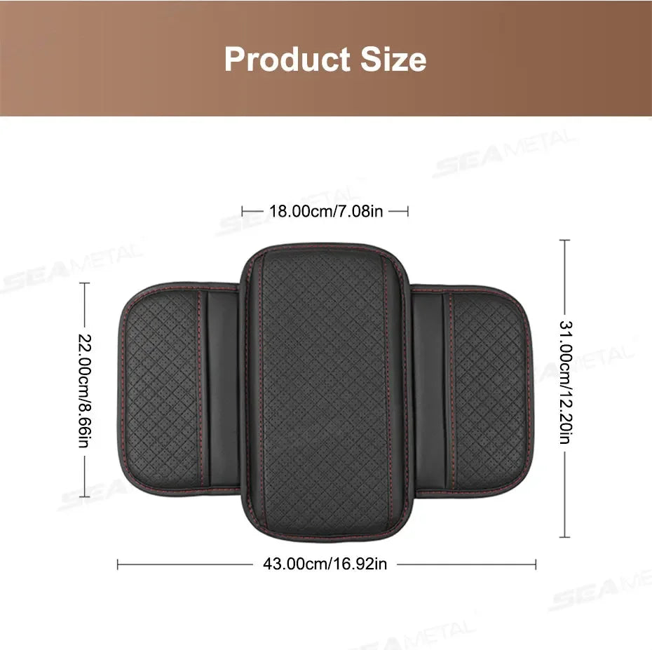 Leather Car Armrest Box Pad Memory Foam Center Console Arm Rest Protector Cover with Storage Pocket Elbow Rest Cushion